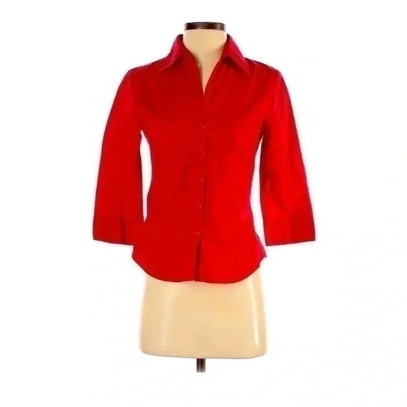 H&M women shirt red size 4 EUC 3/4 sleeve - Picture 1 of 7